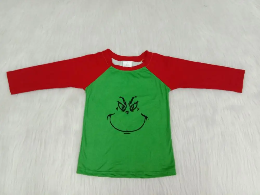 Didmeninė/mažmeninė animacinių filmų kūdikių berniukų marškinėliai ilgomis rankovėmis raudona žalia marškinėliai vaikams boutique vaikų drabužių viršūnes gxj