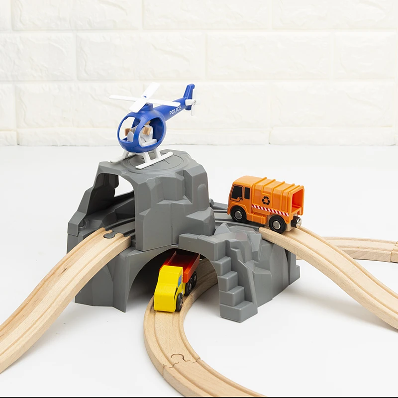 Stambių Plastikinių Dvigubą Tunelį Mediniai Geležinkelio Bėgių Traukinio Žaislų Vaikams Vaikiška Berniukų, Mergaičių - Suderinama su visų Pagrindinių prekės Ženklų