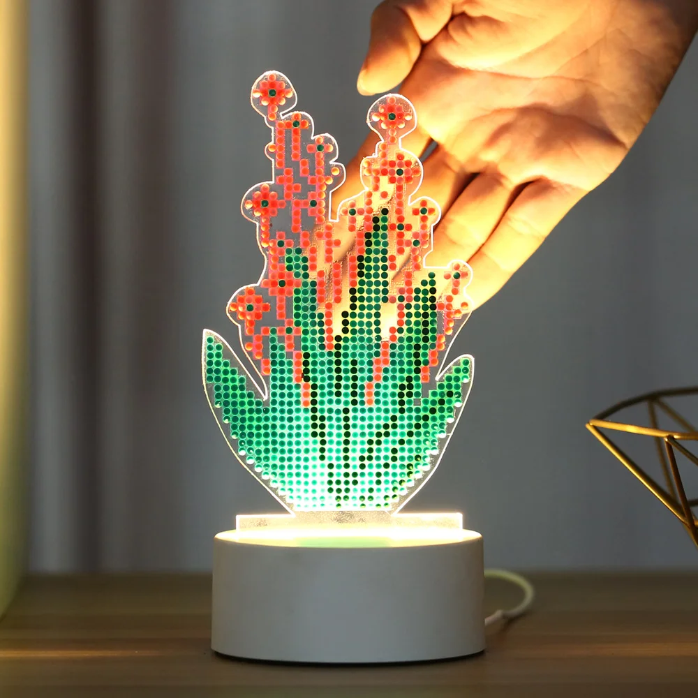 2020 Naujas 5D Diamond Tapybos Naktį LED Lempos Papuošti Stalas Šviesos Animacinių filmų Mergina Nuotrauką Cirkonio Rankų darbo Dovana
