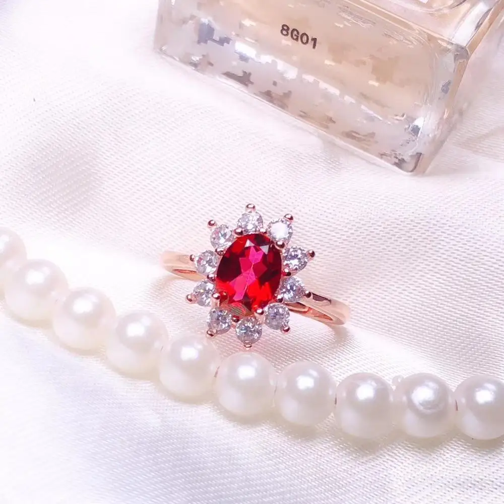 Gamtinis granatas brangakmenio žiedas su sidabro moterims, raudonos spalvos akmuo žiedas reklamos kaina nekilnojamojo 925 sidabro mergaitė dienos dovanų