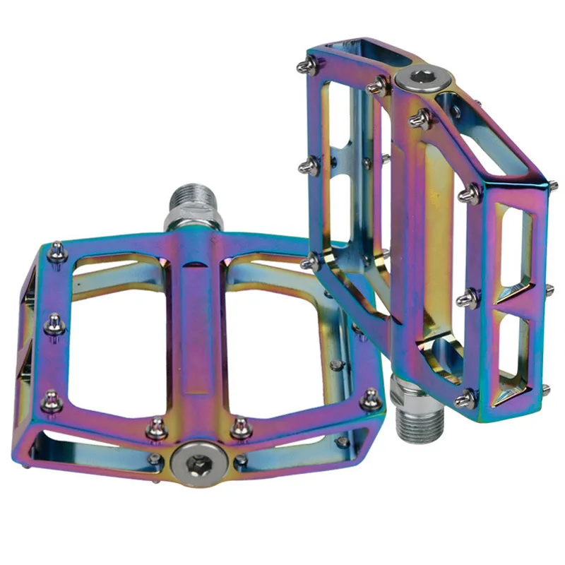 2DU Kalnų Dviračių Pedalus neslidūs Butas Platformų Aliuminio lydinio MTB, BMX KELIŲ Dviračio Pedalus vaivorykštės spalvos