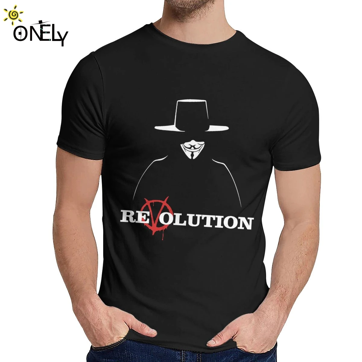 Žmogus T-shirt V For Vendetta Revoliucijos Gražus Medvilnės Harajuku Klasikinis Turas Kaklo Animacinių filmų Spausdinti Marškinėliai