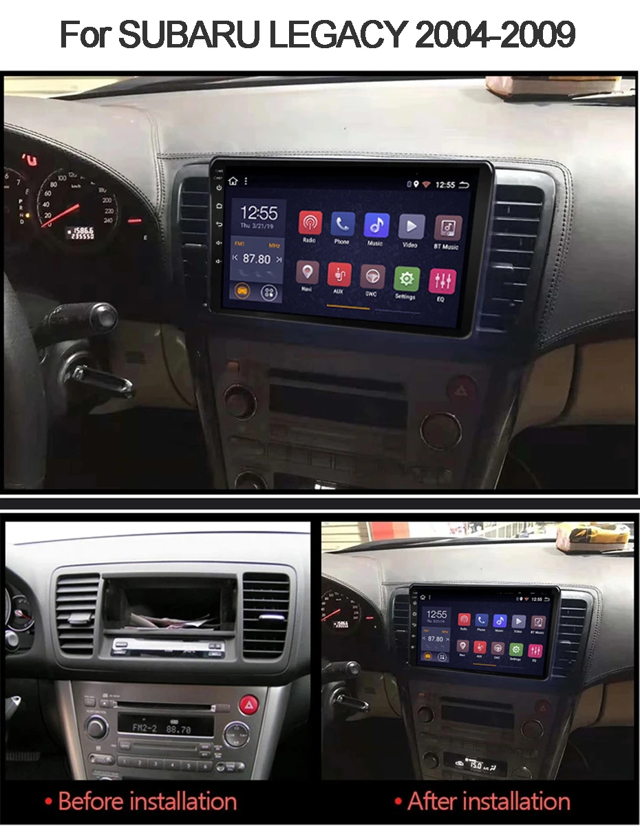 2din Automobilio Radijo Multimedia Vaizdo Grotuvas, Navigacija, GPS Android 9.0 Už Subaru Impreza 3 4 Palikimas 2004 m. 2005 m. 2006 m. 2007 m. 2008 m. 2009 m.