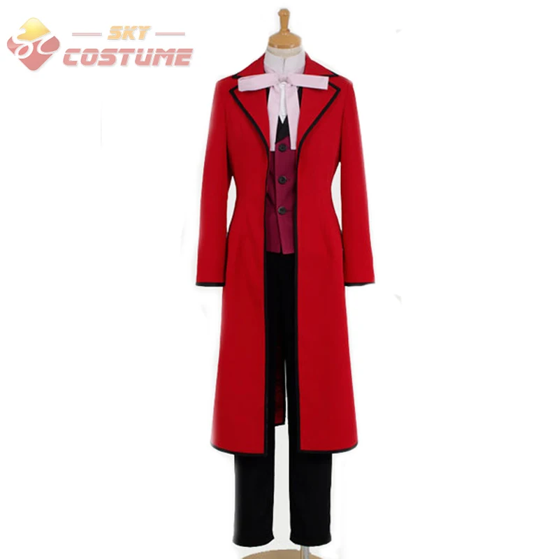 Black Butler Cosplay Shinigami Grell Sutcliff Kostiumas Raudona Uniforma Pilnas Komplektas Helovyno Cosplay Kostiumas Vyrams