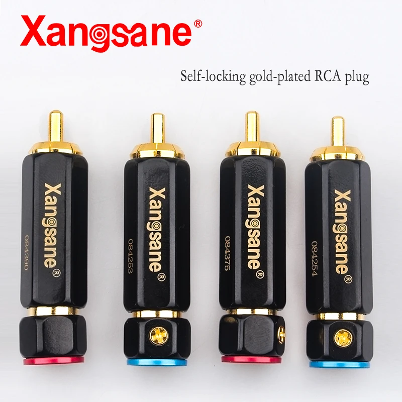 Xangsane savaiminio fiksavimo lydmetalis-nemokamai padengti auksu lotus kištukas RCA plug garso signalo kabelio galios stiprintuvo priedai