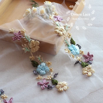 (1pair/lot) 3D Juostelės Siuvimo Gėlių Gėlių Motyvo Nėriniai Aplikacijos ,Vestuvių ir Vestuvių Siuvinėjimo Nėrinių pleistras