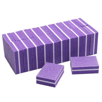 200pcs/daug Mini Nagų dildeles 100/180 Sponge Buferio Blokas Violetinė Formos Šlifavimo Failus Poliravimo Manikiūro Nagų Salonas Priemonių Tiekimas