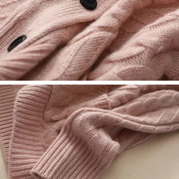 2019 ponios cashmere cardigan megztinis V-kaklo, kieta spalva, laisvas megztinis single-breasted atsitiktinis megzti megztinis žiemą vilnos chalatą