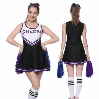 2019 Vidurinės Mokyklos Moterų Mergina Cheerleader Vienodas Fancy Dress Kostiumai, Apranga Pompoms