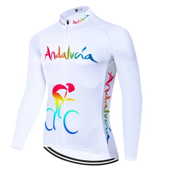 2020 Ispanijos ANDALŪZIJOS Komanda dviračių jersey ilgomis rankovėmis vasarą, pavasarį quick dry maillot cyclisme homme dviračių džersis