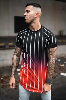 2020 naujas prekės ženklas vyrų stilingas kietas marškinėliai, vyriški laisvalaikio stiliaus dryžuotas hip-hop trumpas rankovės gatvės elementas atspausdintas viršuje, didmeninė prekyba