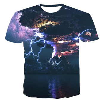 2020New Vasaros marškinėliai Vyrams Streetwear Trumpas Rankovės Tees Viršūnes Gražių Vyrų Drabužiai Atsitiktinis 3D Spausdinimo vulkanas Marškinėlius