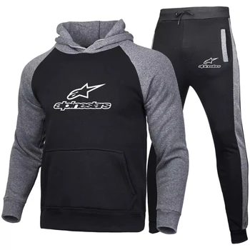 2021 vyrų rinkiniai Rudenį Tracksuit Vyrų Sporto Marškinėliai Sportwear Hoodies Su Skrybėlę Vyrų Mados Dviejų dalių Mados Sportinę Alpinestar