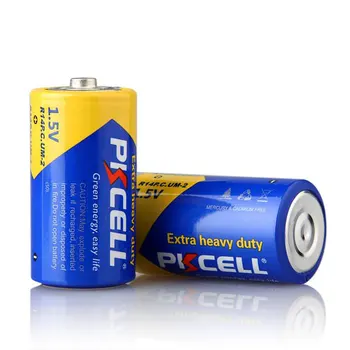 24 x PKCELL Super Sunkiųjų R14P C Dydžio UM2 Baterijų 1.5 Voltų Sausos Ląstelių Anglies Cinko Baterija 2 Kortelės