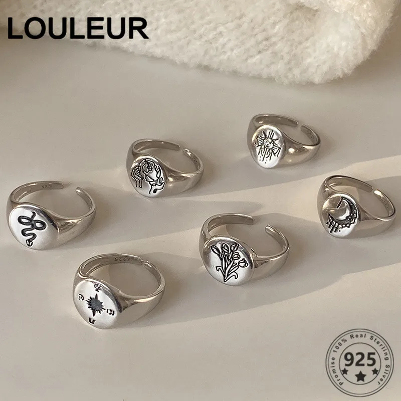 LouLeur Naujienos Dizaino 925 Sterlingas Sidabro Žiedas Mados Piršto Žiedai, Moterų Papuošalai Reguliuojamas Žiedo 2020 Tendencija Sidabras 925