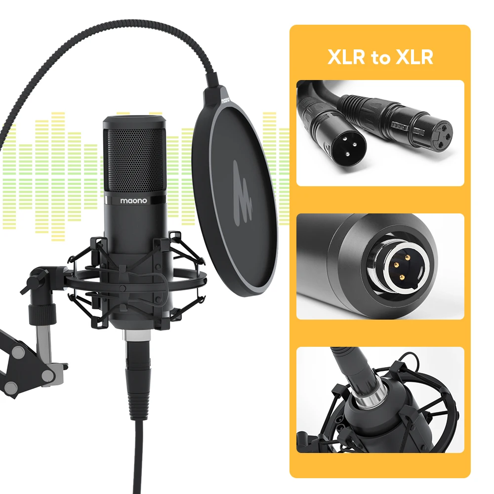 MAONO PM320S XLR Profesinės Kondensatoriaus Mikrofonas Rinkinys Cardioid Vokalo Studija Įrašymo Mic Transliacijos Balso Nei Namuose-Studija