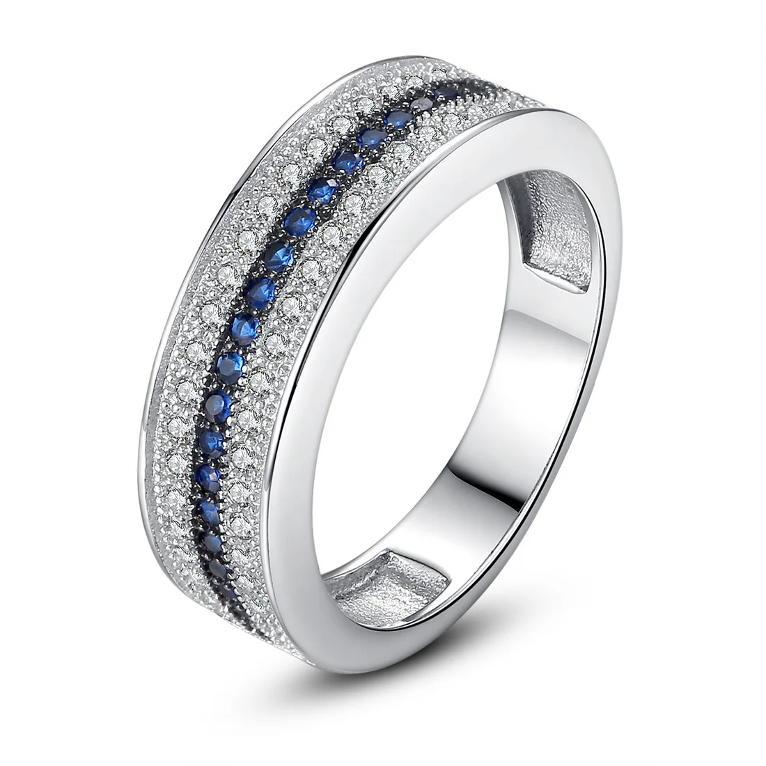 2021 naujas mėlyna, sidabro spalvos, apvalus 925 sterlingas sidabro amžinybės juostos žiedas mergina Kalėdų dovana, dovana, papuošalai, didmeninė R5719