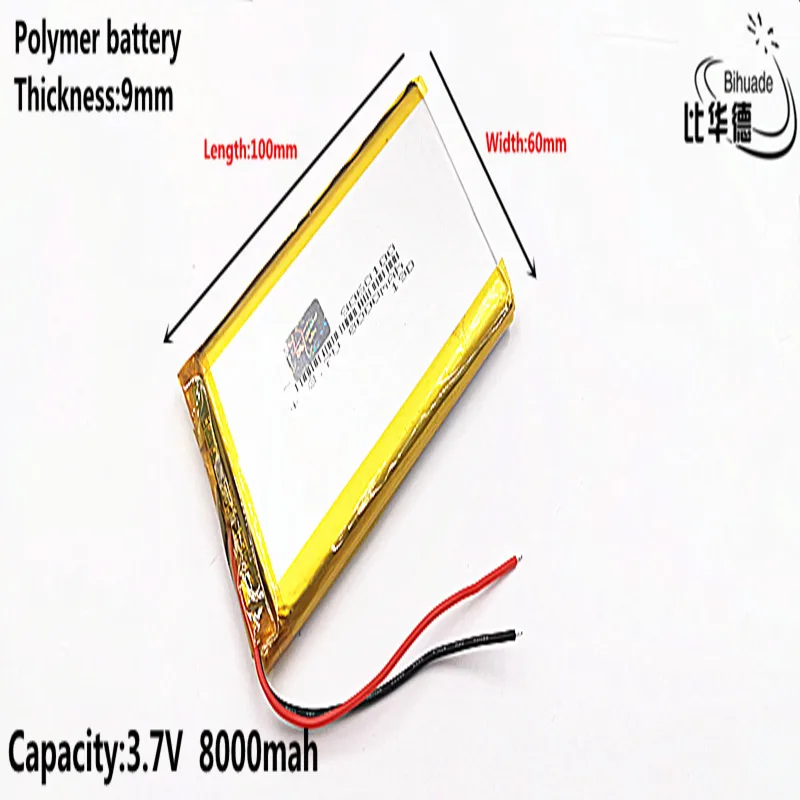 Litro energijos baterija Gera Qulity 3.7 V,8000mAH 9060100 Polimeras ličio jonų / Li-ion baterija tablet pc BANKAS,GPS,mp3,mp4