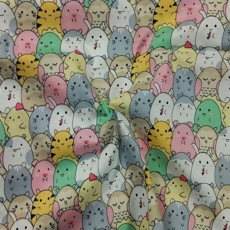 Žavinga, Spalvinga Kiaušinių Gyvūnų Totoro Atspausdinti Medvilnės Audinys, 50x160cm Gyvūnų Kratinys audinys kūdikių apranga suknelė quilting namuose