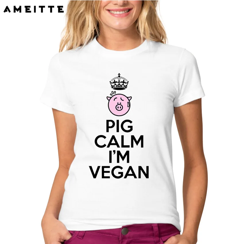 Juokinga, Miela Kiaulių ramus, aš esu veganas Atspausdinta Marškinėliai Moterims/Ponios Atsitiktinis Streetwear Viršūnes Tees Geros Kokybės Prekės ženklo Drabužių