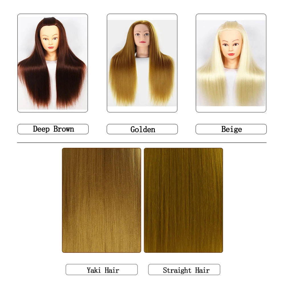 Salonas Manekeno Galvos Redaguoti Grožio Plaukų Su Yaki Sintetinių Plaukų Aukso 24inch Kirpykla Mokymo Modelis Galvos Šukuosena