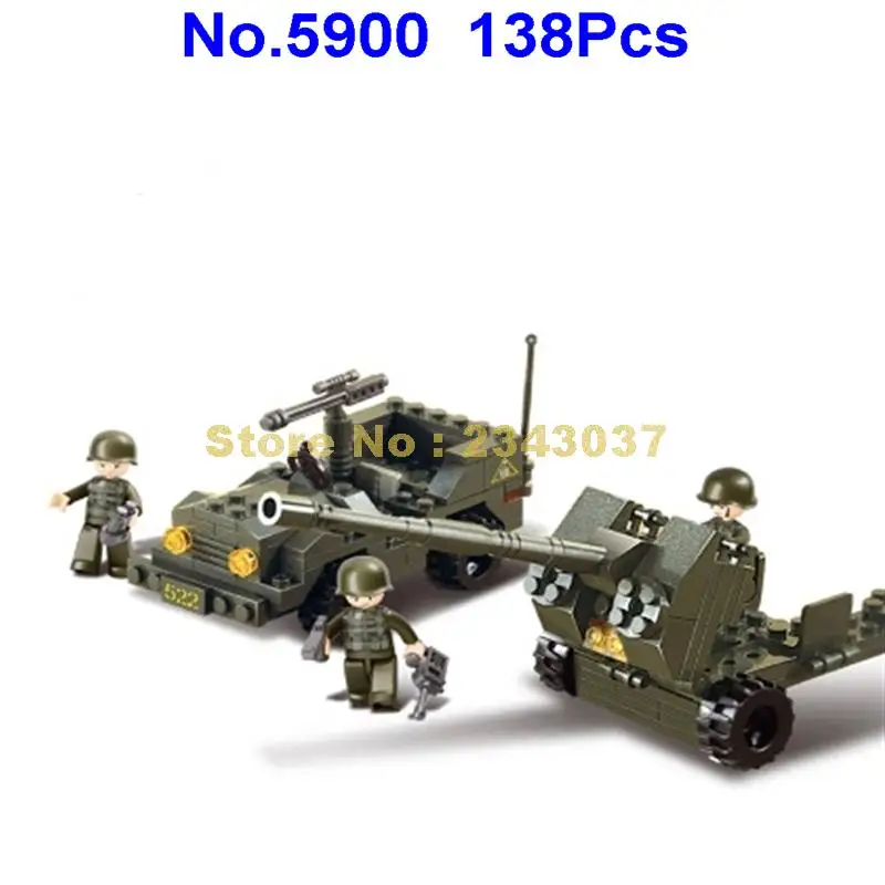 Sluban 138pcs karinės antiaircraft ginklai šarvuotos transporto priemonės blokų Žaislas
