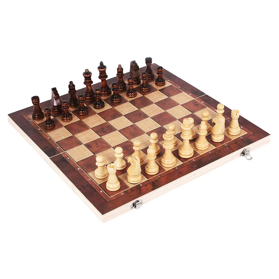 Mediniai Šachmatai Naujo dizaino 3 in 1 Nardai CheckersTravel Žaidimai Šachmatų Rinkinį Valdybos Skersvėjų Pramogų Kalėdų Dovana