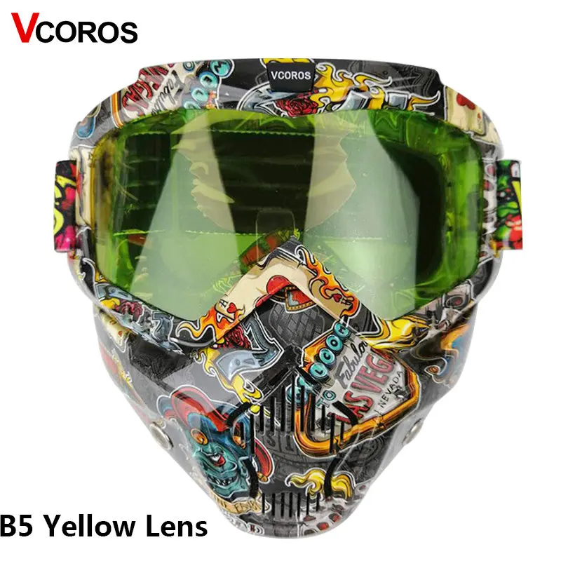 VCOROS motociklo šalmas modulinės atviro veido retro vintage šalmai nuimamas akiniai su vėjo