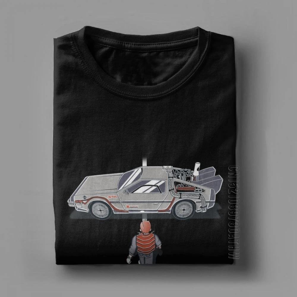 Atgal Į Ateitį Marškinėliai Laiko Mašina Marty T-Shirt Vyrai Dizaineris Derliaus Tees Crewneck Vatos Pagaliukai Suaugusiųjų