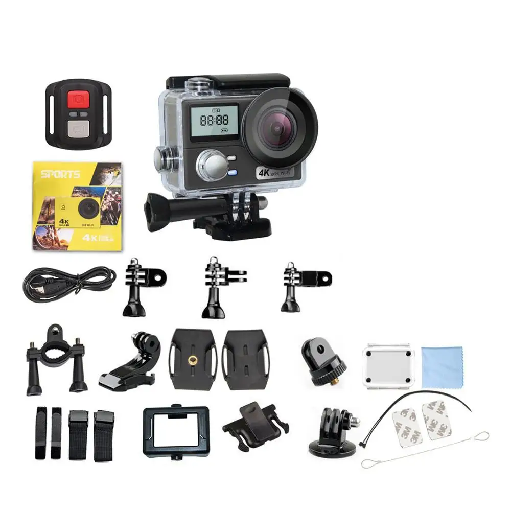 4K Sportas Veiksmo Kamera Full HD WIFI 16MP Mini Kamera 170 kampu 2.0 colių LCD Ekranas, Nardymas Vandeniui 30M Sporto DV Šalmo Kamera