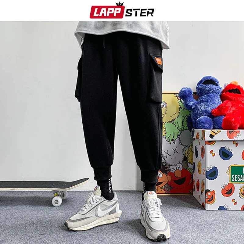 LAPPSTER Vyrų Harajuku Vilnos Žiemos Sweatpants 2020 Mens Pilka Japonijos Streetwear Hip-Hop Sweatpants Vyrų Kišenės Track Kelnės