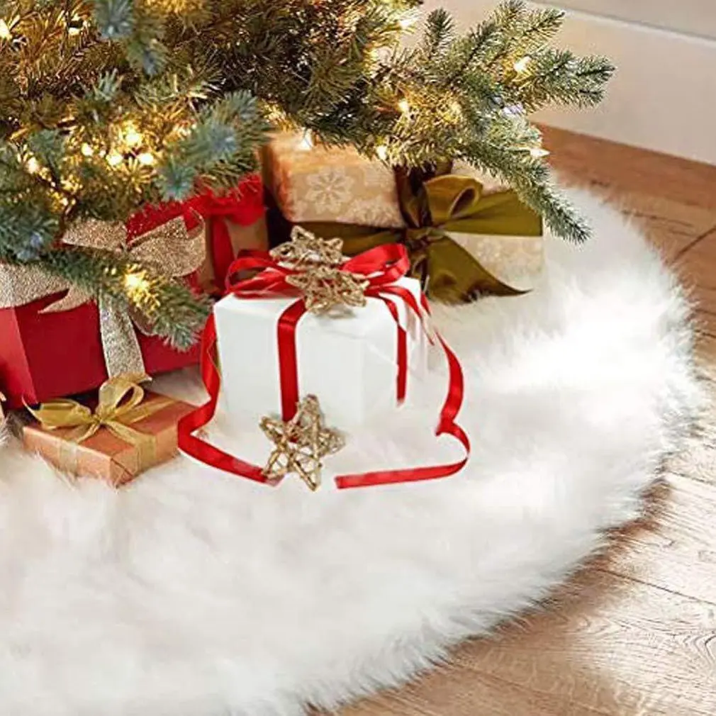 Baltas Pliušinis Kalėdų Medžio, Kailio Kilimas Linksmų Kalėdų Dekoracijos Namų Gimdymo Medžio Sijonai Naujųjų Metų Dekoracija navidad