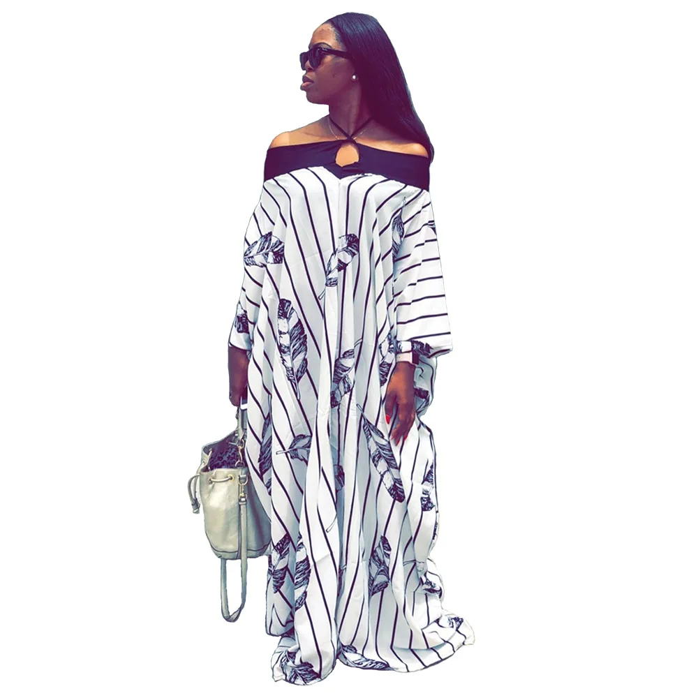 Afrikos Suknelės Moterims Naujos Mados moteriški Drabužiai nuo Peties Ilgio Rankovėmis Specialių Ilgai Maxi Suknelė