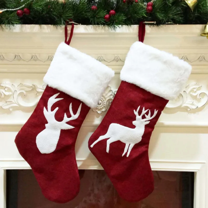 Didelis Kalėdinių Kojinių Kabo Pakabukas Elnias Snaigės, Medžiai Modelis Kalėdų Kojinės Dovaną-Saldainių Maišelį Namuose Kalėdų Medžio Apdaila