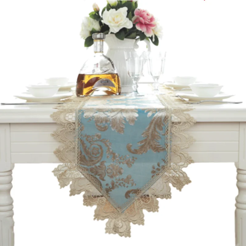 Gėlių spausdinti stalo runner Kaime staltiesė stalo bėgikų Royal blue apdaila piano padengti Amerikos romantiška staltiesės