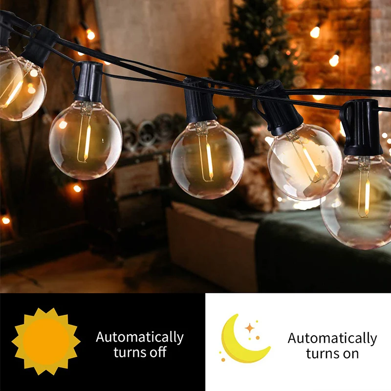 G40 Saulės Led String Žibintai 25FT Saulės Įkrovimo Sodas Šviesos 27pcs Pasaulyje LED Lemputė Šalies Kavinė Vestuvių Kalėdų Dekoro