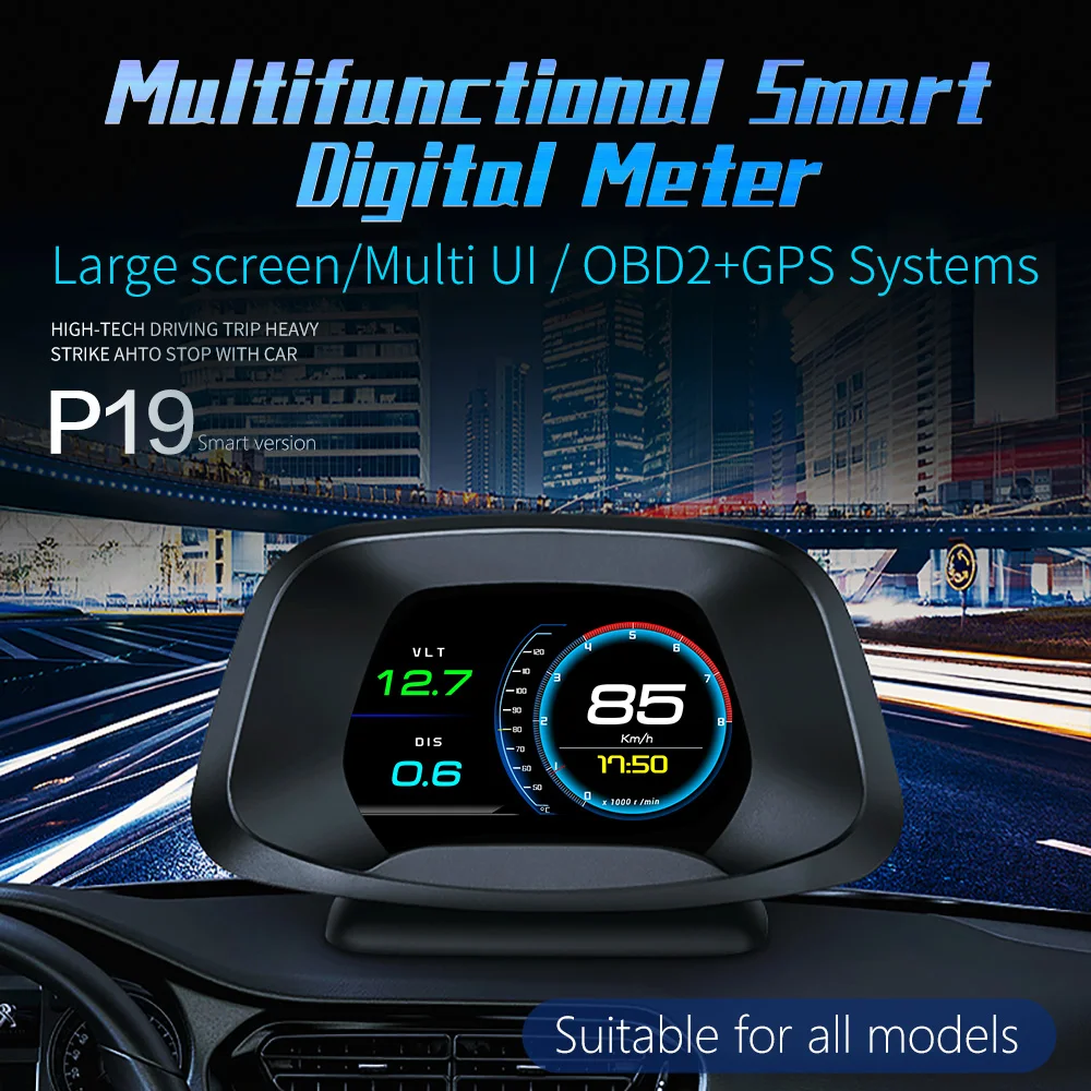 2020 Naujausias Head Up Display OBD2 borto Kompiuteris HUD Ekranas P19 OBD2+GPS Dual Mode GPS Spidometras APS / min Vandens ir Naftos Vartojimas