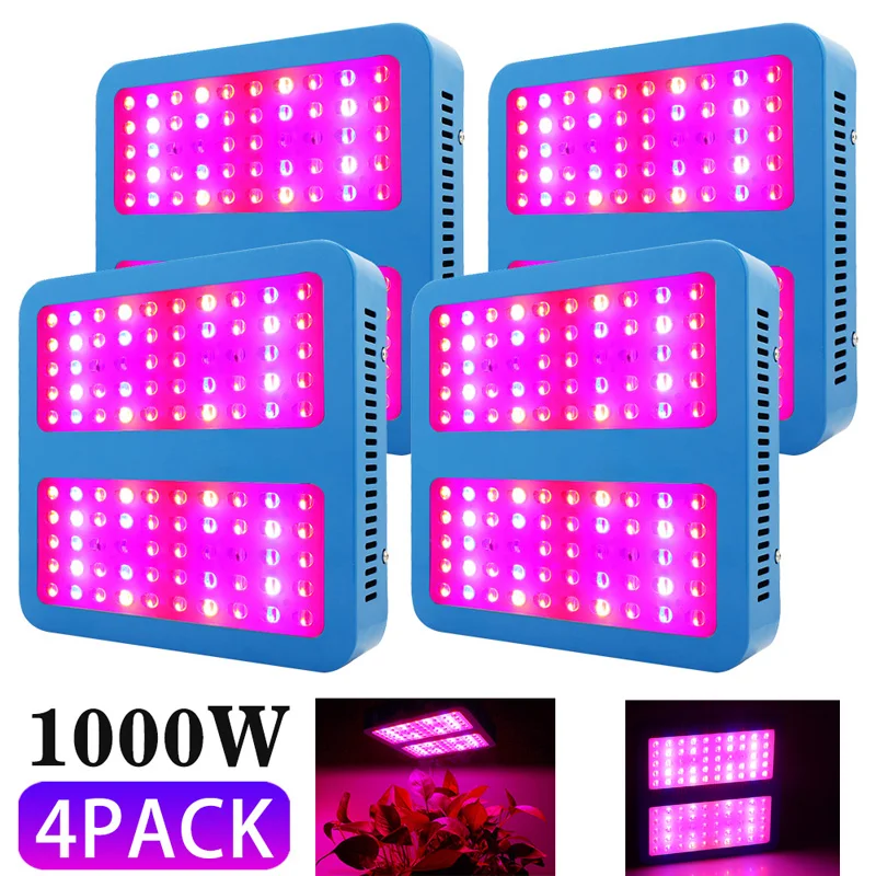 4pcs 1000W LED Augti Šviesiai raudonos, mėlynos IR UV Pyhto lempos Visą Spektrą Vegs Gėlių Hydroponic Augalų Fitolampy led Panel sandėlyje