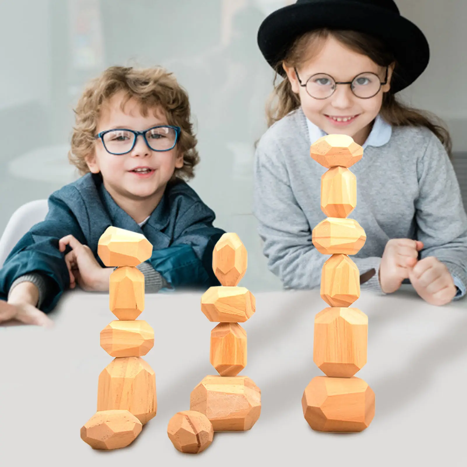 Mediniai Sukrauti Akmenys Subalansuotas Žaislas Montessori Ugdymo Medinių Blokų Žaidimas Šiaurės Stiliaus Vaivorykštė Medinis Žaislas Vaikas