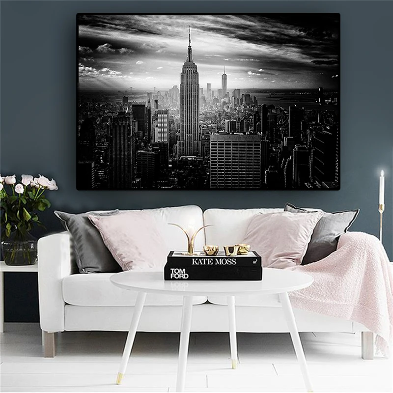 Pastatų niujorko Manheteno Empire State Drobė Meno Skandinavijos Plakatai ir Spausdina Kraštovaizdžio Sienos Nuotrauka už Kambarį