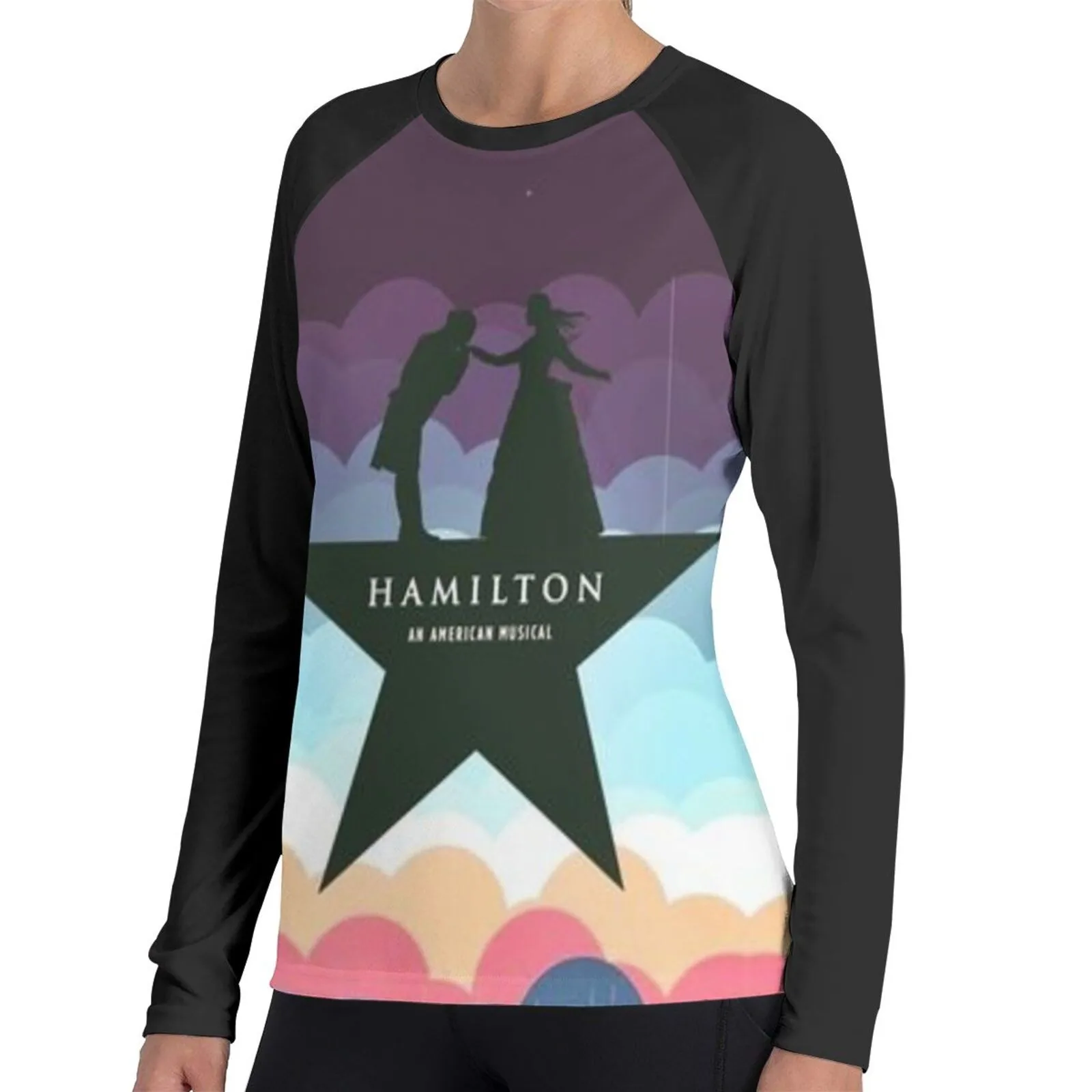 Atsitiktinis Spausdinti Hamiltonas Musica T-shirt Moterų Žiemos Long Sleeve T-shirt Įgulos Kaklo Mados T-shirt Hamiltonas Musica Drabužius 2020 m.