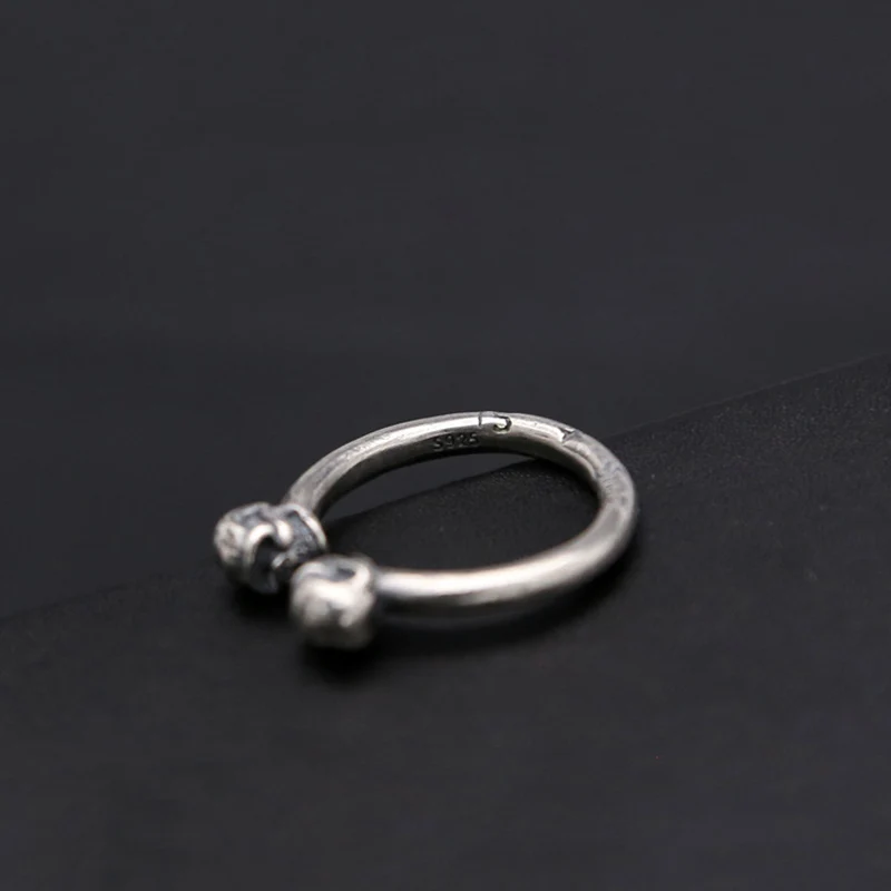Nekilnojamojo 925 sterlingas sidabro Juoda Dalyvavimas reguliuojamas kojų žiedas Dvigubas Kaukolė vyrams, moterims, fine jewelry didmeninė G9