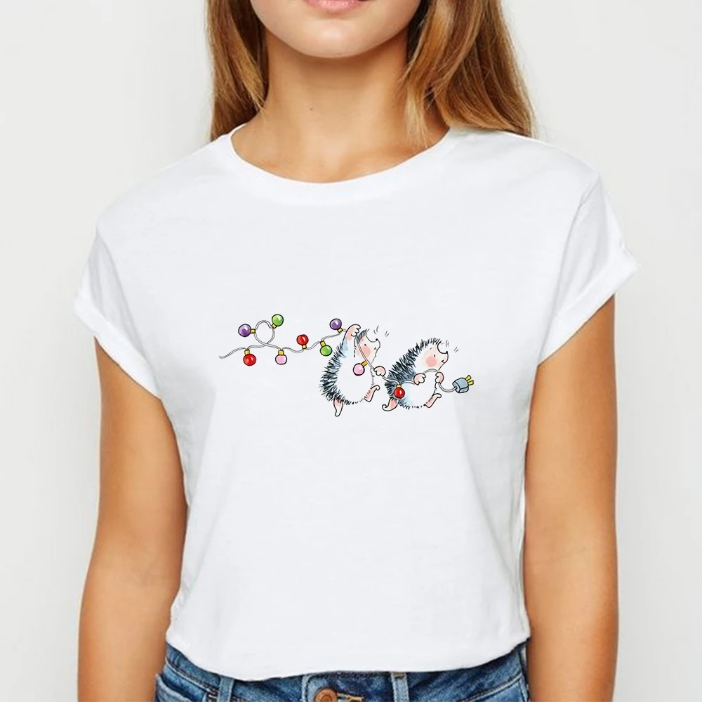 Nauja, T-shirt Moterų Ežys su Kiaulpienių Marškinėlius Prarasti Pavasario Vasaros Marškinėliai, Lengva Atitikimo Apvalios Kaklo marškinėliai,Lašas Laivas