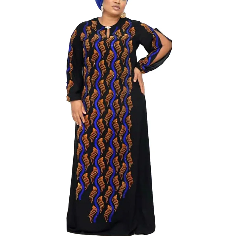 Tradicinė Naujokų Afrikos Dashiki Gėlių Modelio Suknelę Ilgomis Rankovėmis Atsitiktinis Afrikos Suknelės Moterims Afrikos Drabužiai