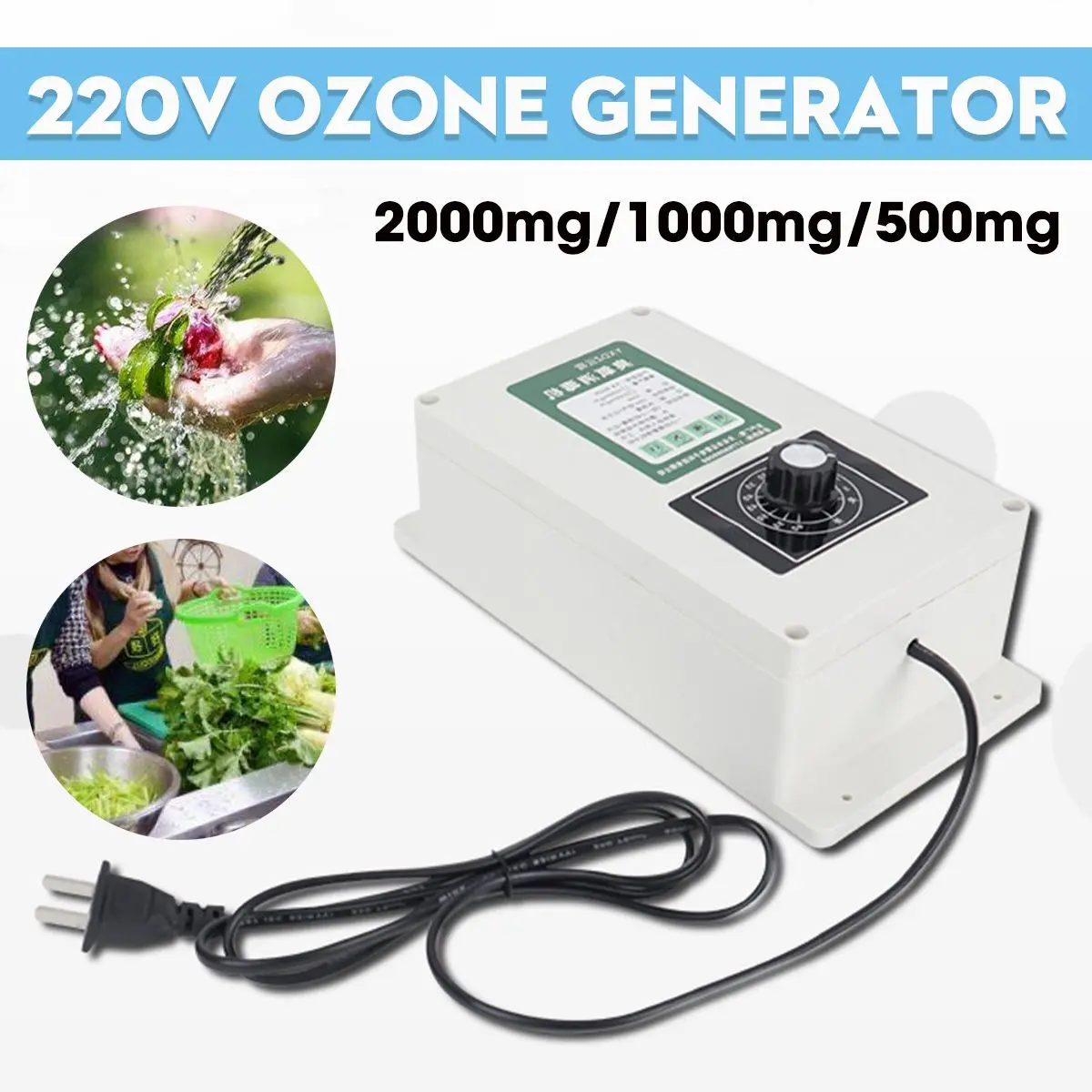 Ozono Generatorius jonizatoriaus 2000mg/h Mašina su Laikmatį, Vaisiai, Daržovės, Mėsa, Maisto, Vandens, Oro Sterilizer Valytuvas gydymas