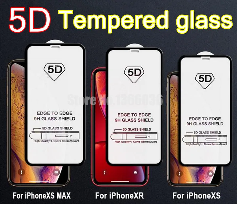 100vnt 5D Lenktas Visiškai Padengti Grūdinto Stiklo Screen Protector, Iphone XR XS MAX Pilnas draudimas Kino 5D Krašto Screen Protector