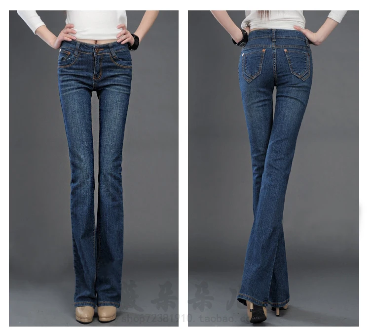 Pavasarį ir Rudenį elastinga moterų džinsus boot cut plius dydis moterų kelnės slim kelnės