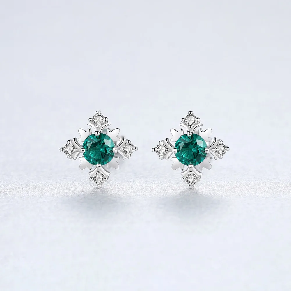 CZCITY Originali 925 Sterlingas Sidabro Žavinga Mėlynos ir Žalios Stud Auskarai Moterims Išskirtinį Modelį Topazas Auskarai Fine Jewelry