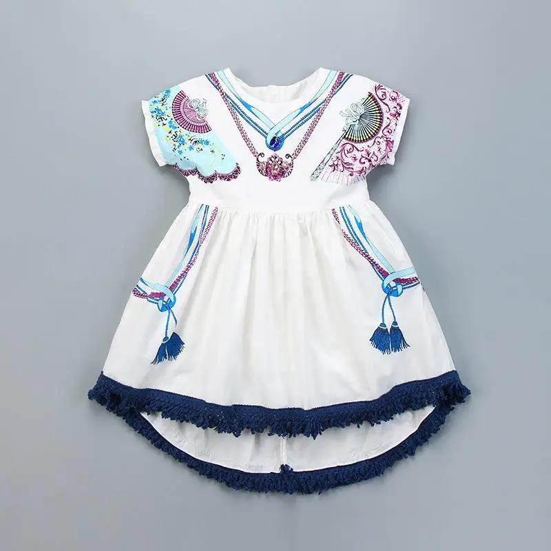 Saldus Mergaičių Klasikinis Mados Gėlių Aplikacija Kutai Raukiniai Šalis Suknelė Vakarų Mielas Vaikų Atostogų Suknelė
