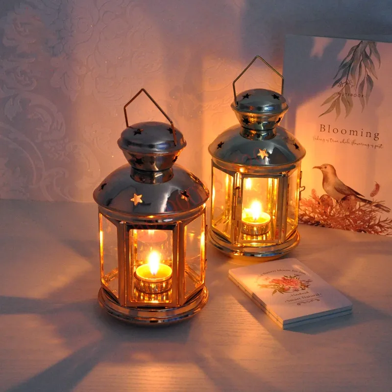 Šiaurės stiliaus electroplated auksas, geležies, stiklo žvakidė vėjo lempos Amerikos paprastas klasikinis žvakių lemputė